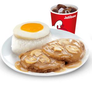 2-pc Burger Steak w/ Rice, Egg & Reg. Soft Drink