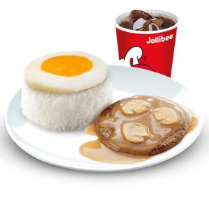 1-pc Burger Steak w/ Rice, Egg & Reg. Soft Drink