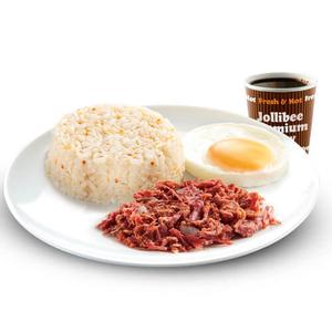 Corned Beef w/ Fried Egg, Garlic Rice and Coffee