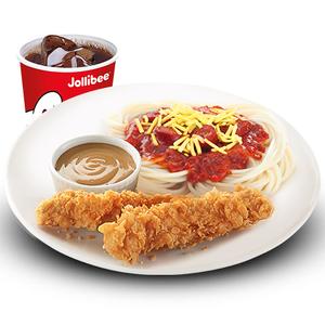 Spaghetti w/ 2-pc-Chicken Strips &  Reg. Soft Drink